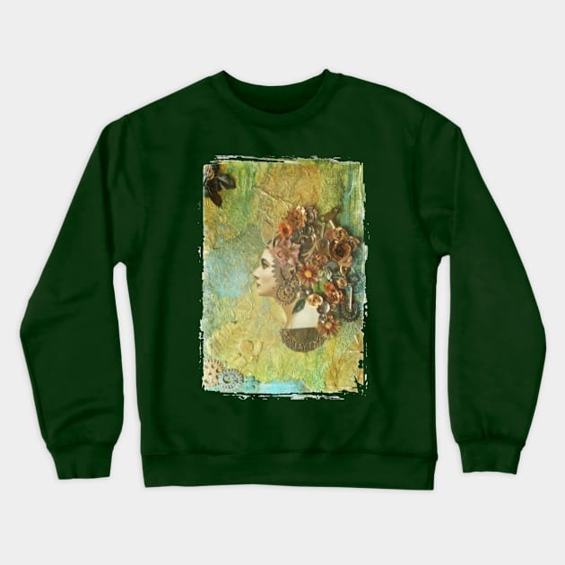 Steampunk woman painting square Crewneck Sweatshirt by farq